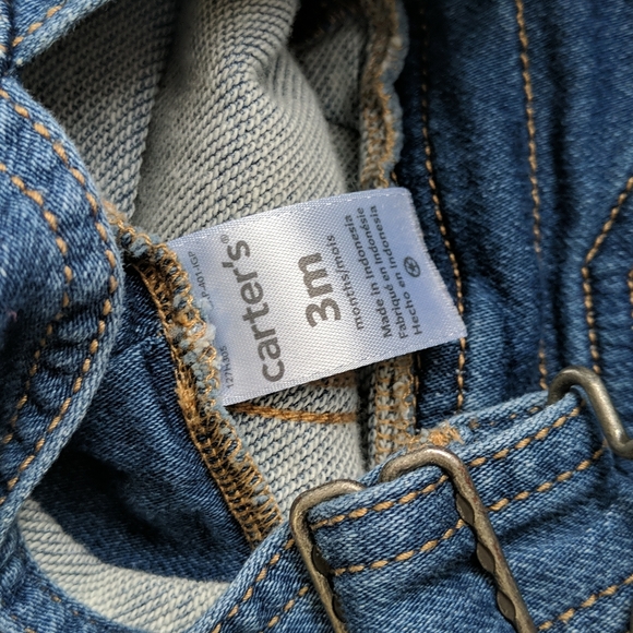 carter's soft knit denim overalls & collared bodysuit outfit set 3 months baby - Picture 6 of 12